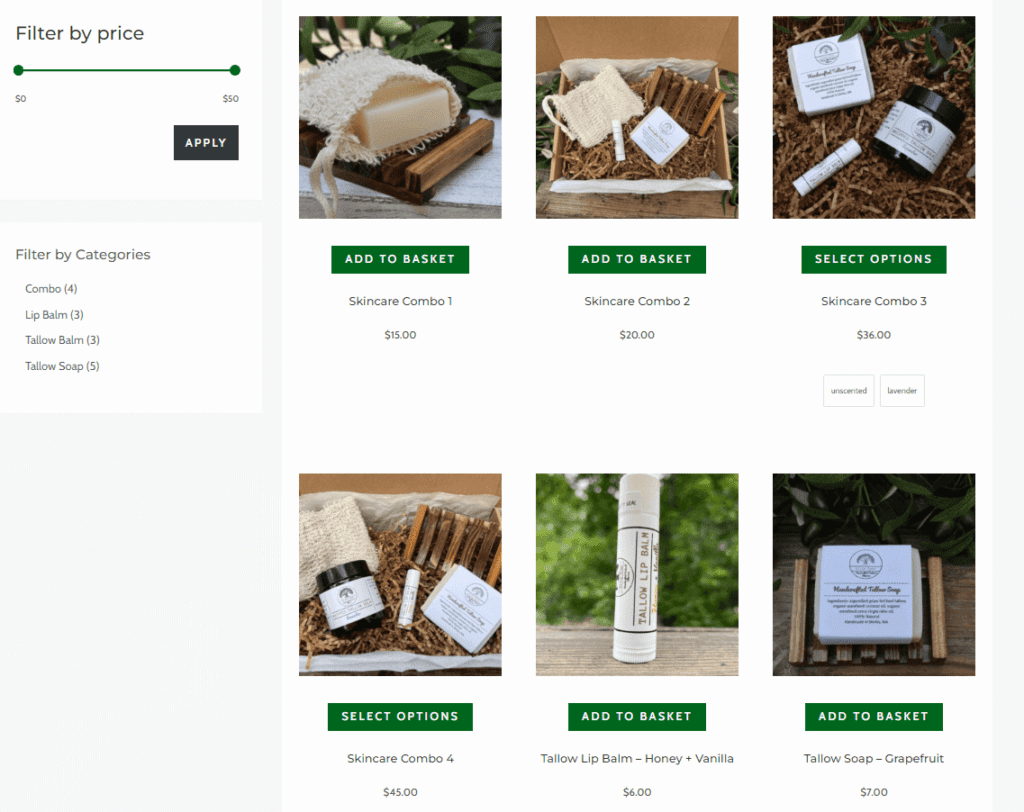 Sousa Digital Solutions work sample: website catalog for Olive Tree Natural Skincare